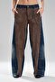 Women's Suede Fabric Paneled Chain Detailed Design Trousers
