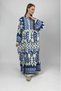 Women's Cotton Patterned Long Dress Cobalt Blue - 3
