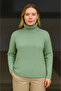 Women's Mint Green Fisherman Collar High Neck Knitwear Sweater Cotton Thick Ribbed Woven - 3