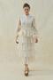 Beige floral embroidered layered chiffon dress