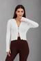 Women's Short Knit Cardigan with Finger Hole Detail and Two-Way Zipper
