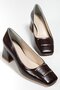 Women's Brown Square Toe Heeled Shoes