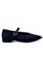 Marina Buckled Casual Women's Ballet Flats Suede Black - 3