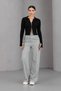 Women's Short Knit Cardigan with Finger Hole Detail and Two-Way Zipper - 7