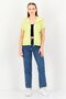 Women Short Sleeve Embroidered Terry Full Zip Hoodie, Light Yellow - 2
