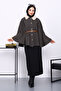 Mink Collar Fur Belted Poncho - 2