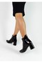 Genuine Leather Bitter Brown Patent Leather Zippered Thick Heel Women's Boots in Sizes 36-37-38-39-40 - 3