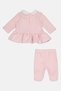 Toddlers Girl 2 Pcs Embroidered Short Sleeve Top And Footed Pants Set, Pink - 2