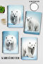 Polar Bear Winter Themed Design Wire Spiral A5 Squared 4-Piece Souvenir, Memory, School Notebook Set