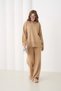 Women's Polo Neck Slit Oversized Sweater Palazzo Pants Knitwear Bottom-Top Set