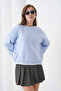 Women's Crew Neck Soft Textured Oversize Knitwear Sweater - 5