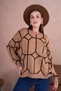 Women's Camel Mock Neck Knit Detail Embroidered Oversized Knitwear Sweater - 5
