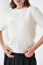 Women's Crew Neck Fleece-Lined Short Sleeve Knitwear Sweater - 5