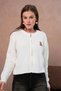 Women's Crew Neck Zipper Closure Embroidered Ribbed Knit Knitwear Cardigan - 3