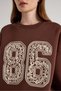 Women's Coffee Süzene Embroidered Fleece-Lined Sweatshirts 30065 - 5