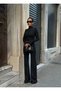 Agraflı Stretch Fabric Crop High Waist Flared Pants Diving Suit - 5