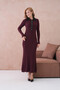 Women's Polo Collar Button Detail Ribbed Knit Long Knit Dress - 5