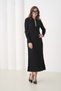 Women's Polo Collar Button Detail Ribbed Knit Long Knit Dress