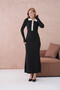 Women's Polo Collar Button Detail Ribbed Knit Long Knit Dress - 5