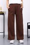 Brown Elastic Waist Fleece-Lined Fleece-Lined Three Thread Trousers