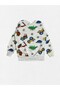 Boys' 100% Cotton Grey Color Dinosaur Football Scoop Pattern Long Sleeve Fleece-Lined Winter Pajamas Suit - 5