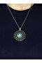 Natural Stone Turquoise Natural Stone Round Model Ancient Women's Necklace Euk46F - 3