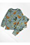 Boys' 100% Cotton Green Color Dinosaurs Pattern Long Sleeve Winter Pajamas Set - 2