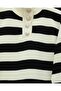 Half Turtleneck Buttoned Thick Striped Knitwear Set - Black - 4