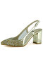 Panula Exclusive Gold Stone Mesh Open Back Evening Dress Shoes - 4