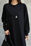 Straight Stylish Comfortable Cut Long Black Dress - Suitable for Hijab - 2