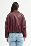 Women's Epaulet Oversized Leather Jacket |   Stylish Outerwear with Zipper and Buttons - 6