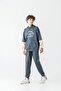 Los Angels Athletic Printed Hooded Boys' Kangaroo Pocket Bottom Top Tracksuit Set - 5
