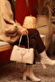 4 Compartment Women's Shoulder Bag with Gold Accessories - Crossbody Strap