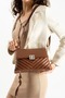 Stylishly Designed Mink Women's Medium Size Crossbody Bag, Chain Strap, Embroidery and Flap Detail Shoulder Bag - 7