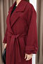 Women's Burgundy Cashmere Double-Breasted Collar Long Coat.1173 - 3