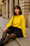 Women's Crew Neck Winter Oversized Yellow Sweater - 5
