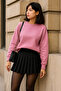 Women's Crew Neck Winter Oversized Pink Sweater - 4