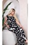 Black Patterned Sleeveless Blouse-Pants Plus Size Horse Top Set - 6