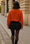 Women's Crew Neck Oversized Orange Sweater - 6