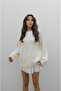 Cream Mary Crew Neck Oversized Knit Sweater - 3