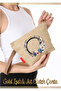 Gold Sparkling Jute Clutch Bag Flower Printed -2 1 Piece - 2
