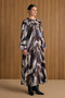 Beige Patterned Viscose Dress - 2