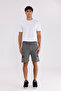 Double Stripe Tape Detailed Lace-Up Side Pocket Super Cotton Comfortable Fit Shorts - 6