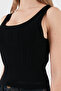 Corded Fabric Slim Fit Round Neck Top Top Xw001303 Af10352 Uc001 - 4
