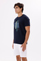 Front Printed Geometric Pattern Crew Neck Comfortable Fit Breathable Cotton Short Sleeve T-Shirt - 2