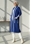 Long Knit Cardigan with Pockets R7065 Navy Blue - 2