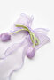 Girl's Automatic Buckle with Lilac Tulip Figure and Hanging Ornament - 2