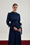 Navy Blue Ruched Detail Janjan Dress - 2