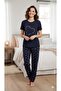 Women's Navy Blue Short Sleeve Summer Pajama Set