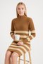 Women's Mock Neck and Boydan Corded Fabric Knitwear Tunic-Dress - 3
